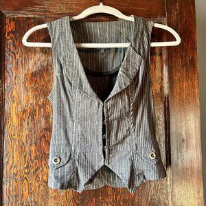 Kill City Vintage Pinstripe Vest Heavy Hook Eye Closure Small